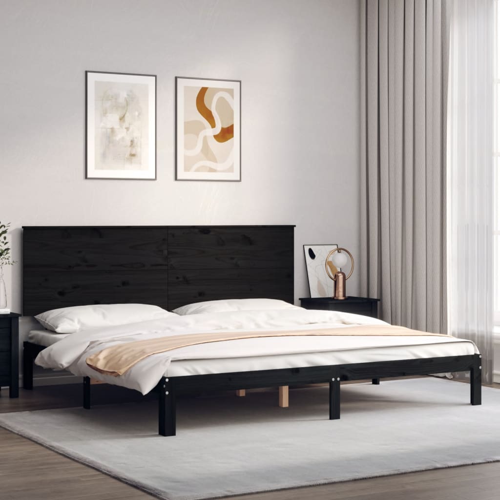 vidaXL Bed Frame without Mattress Black 200x200 cm Solid Wood Pine