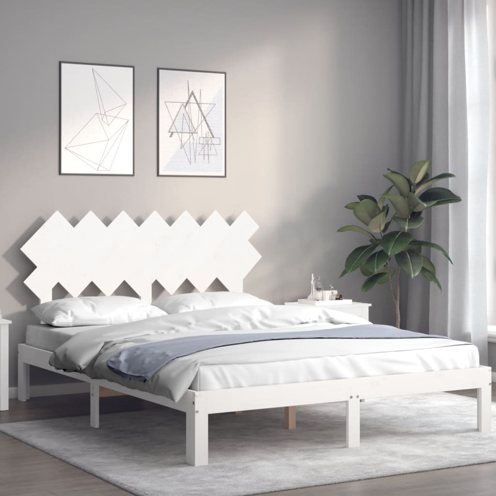 vidaXL Bed Frame without Mattress White 140x200 cm Solid Wood Pine