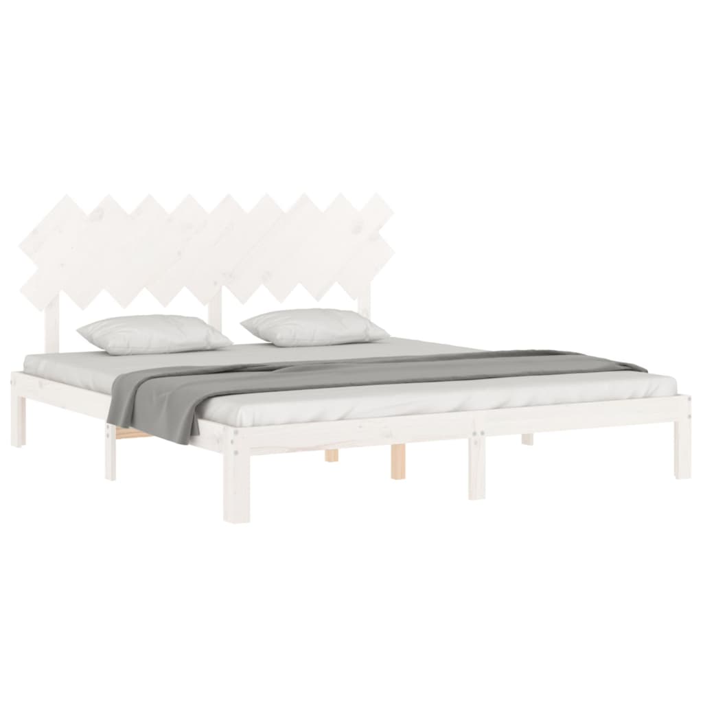 vidaXL Bed Frame without Mattress White Super King Size Solid Wood Pine