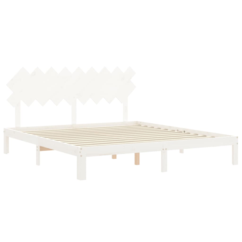 vidaXL Bed Frame without Mattress White Super King Size Solid Wood Pine