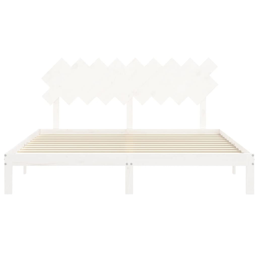 vidaXL Bed Frame without Mattress White Super King Size Solid Wood Pine