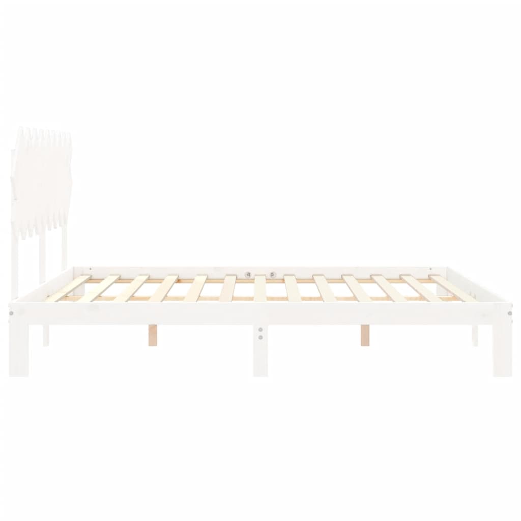 vidaXL Bed Frame without Mattress White Super King Size Solid Wood Pine