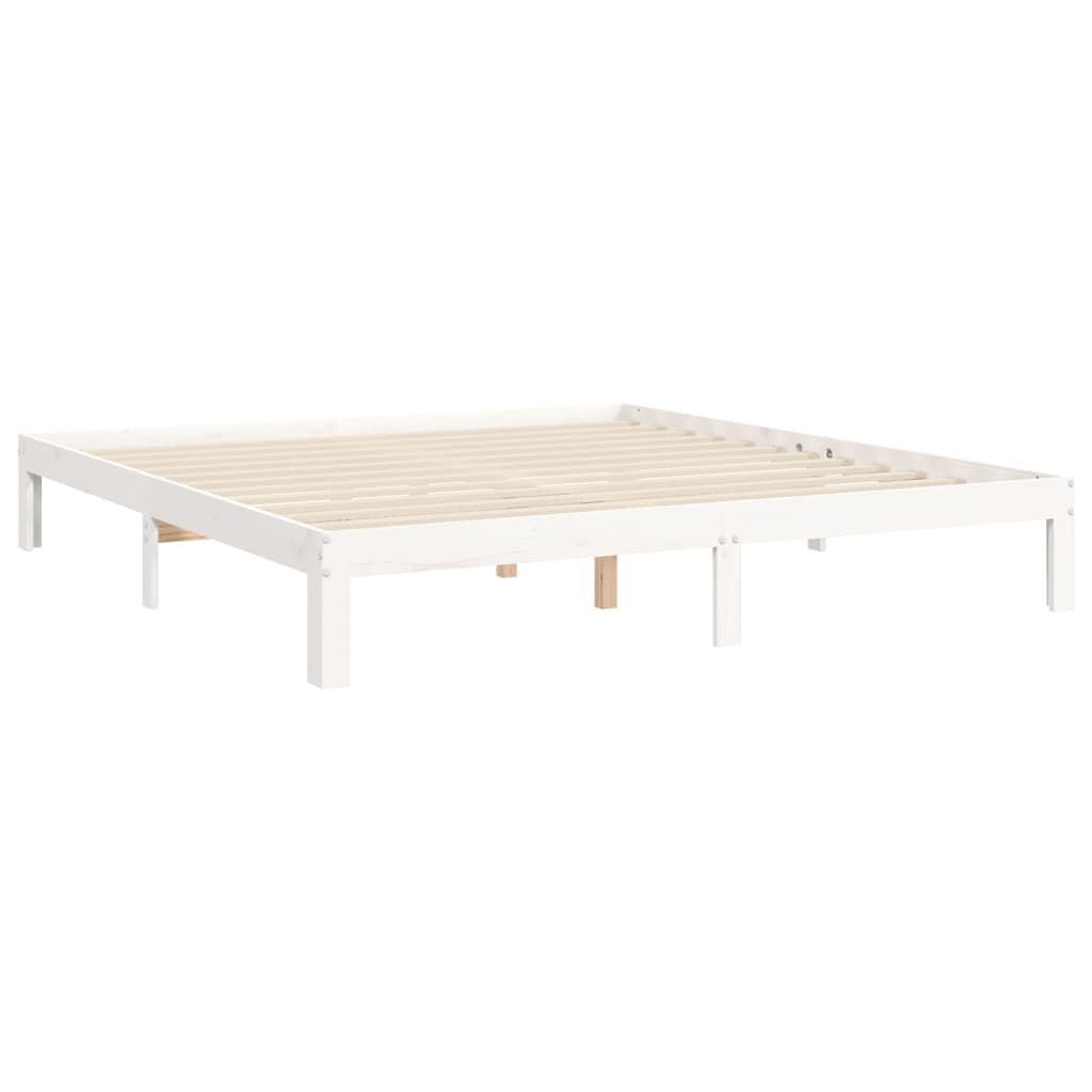 vidaXL Bed Frame without Mattress White Super King Size Solid Wood Pine