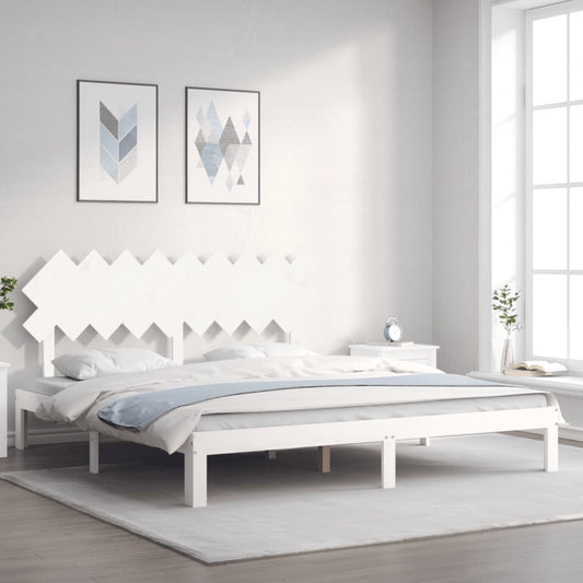 vidaXL Bed Frame without Mattress White Super King Size Solid Wood Pine