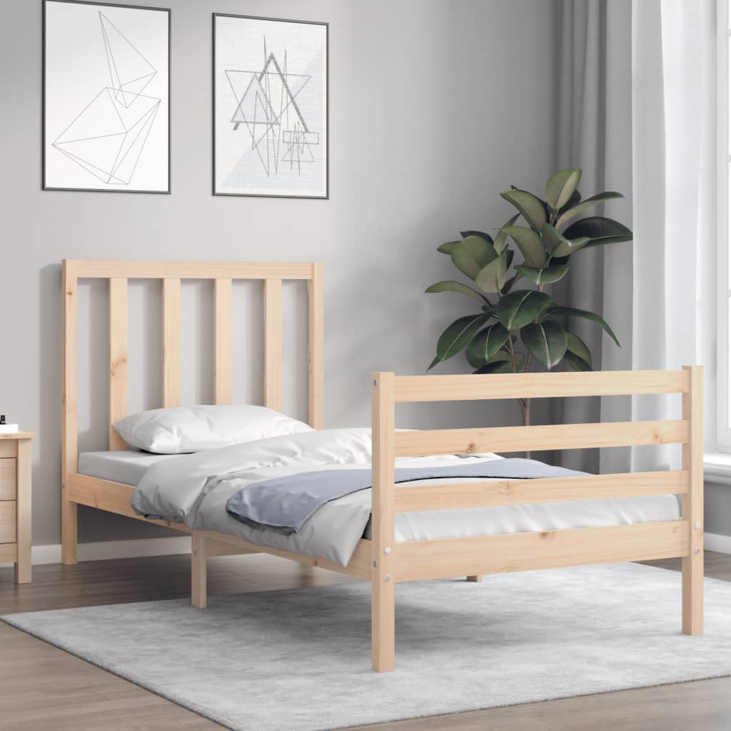 vidaXL Bed Frame without Mattress Small Single Solid Wood Pine