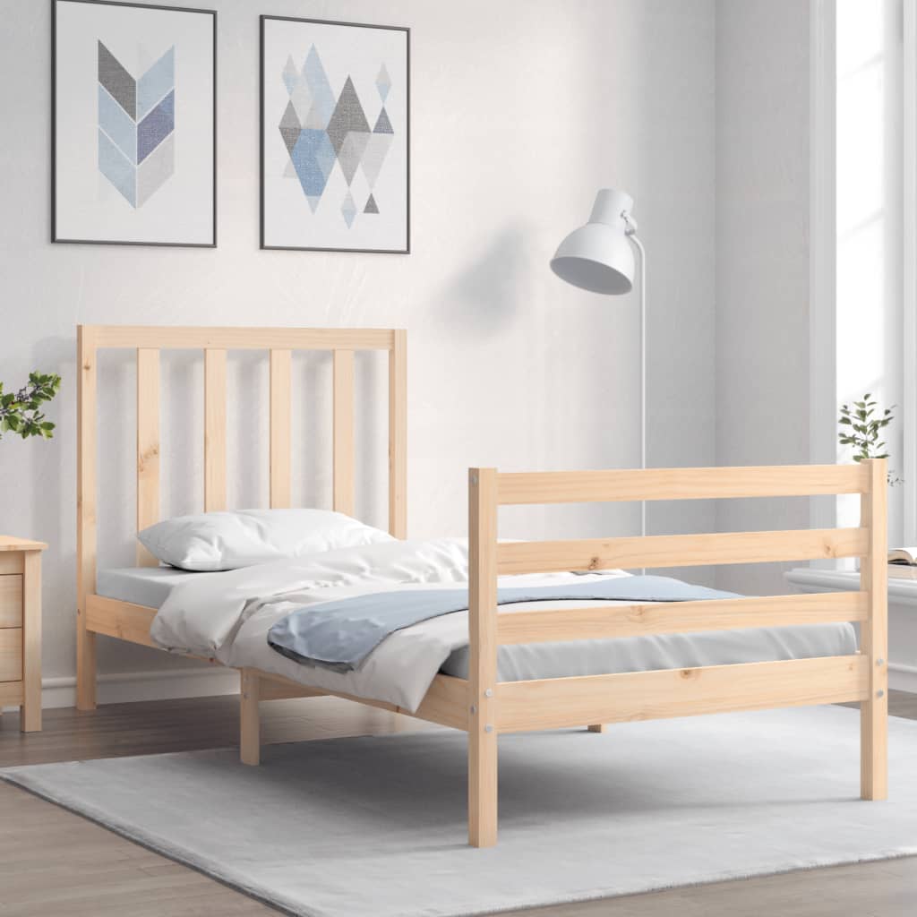 vidaXL Bed Frame without Mattress Small Single Solid Wood Pine