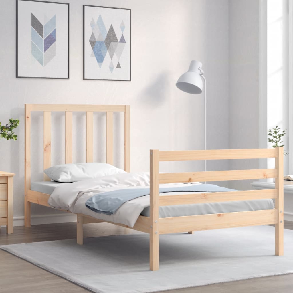 vidaXL Bed Frame without Mattress Single Solid Wood Pine