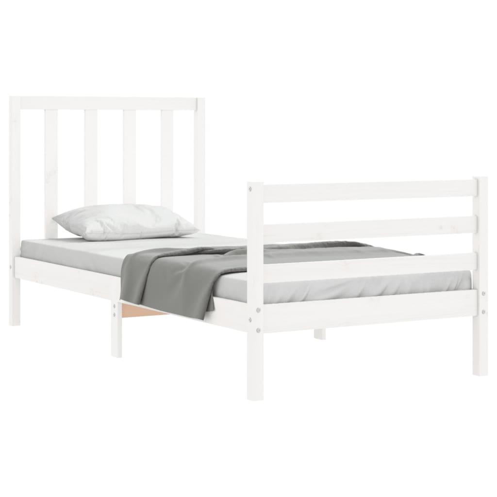 vidaXL Bed Frame without Mattress White Single Solid Wood Pine