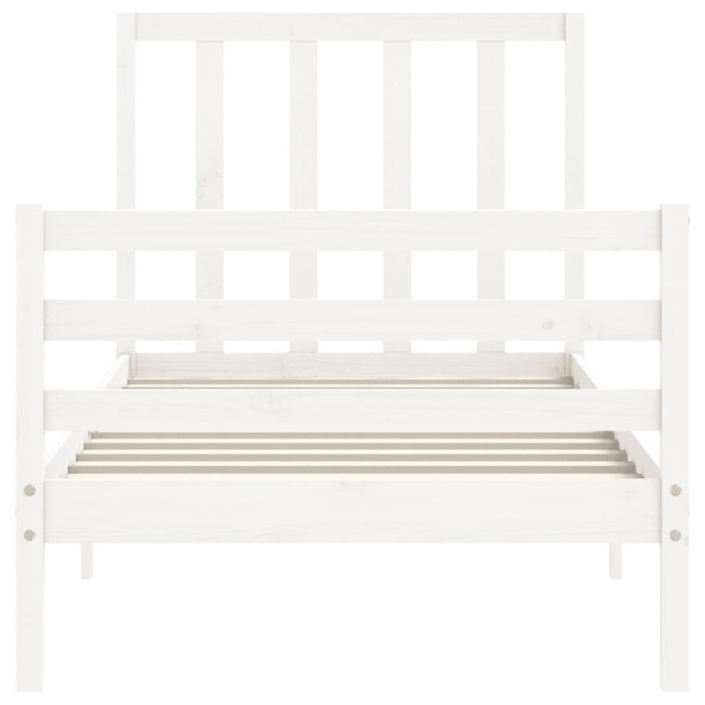 vidaXL Bed Frame without Mattress White Single Solid Wood Pine