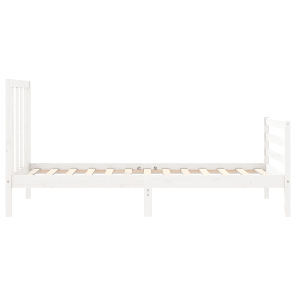 vidaXL Bed Frame without Mattress White Single Solid Wood Pine