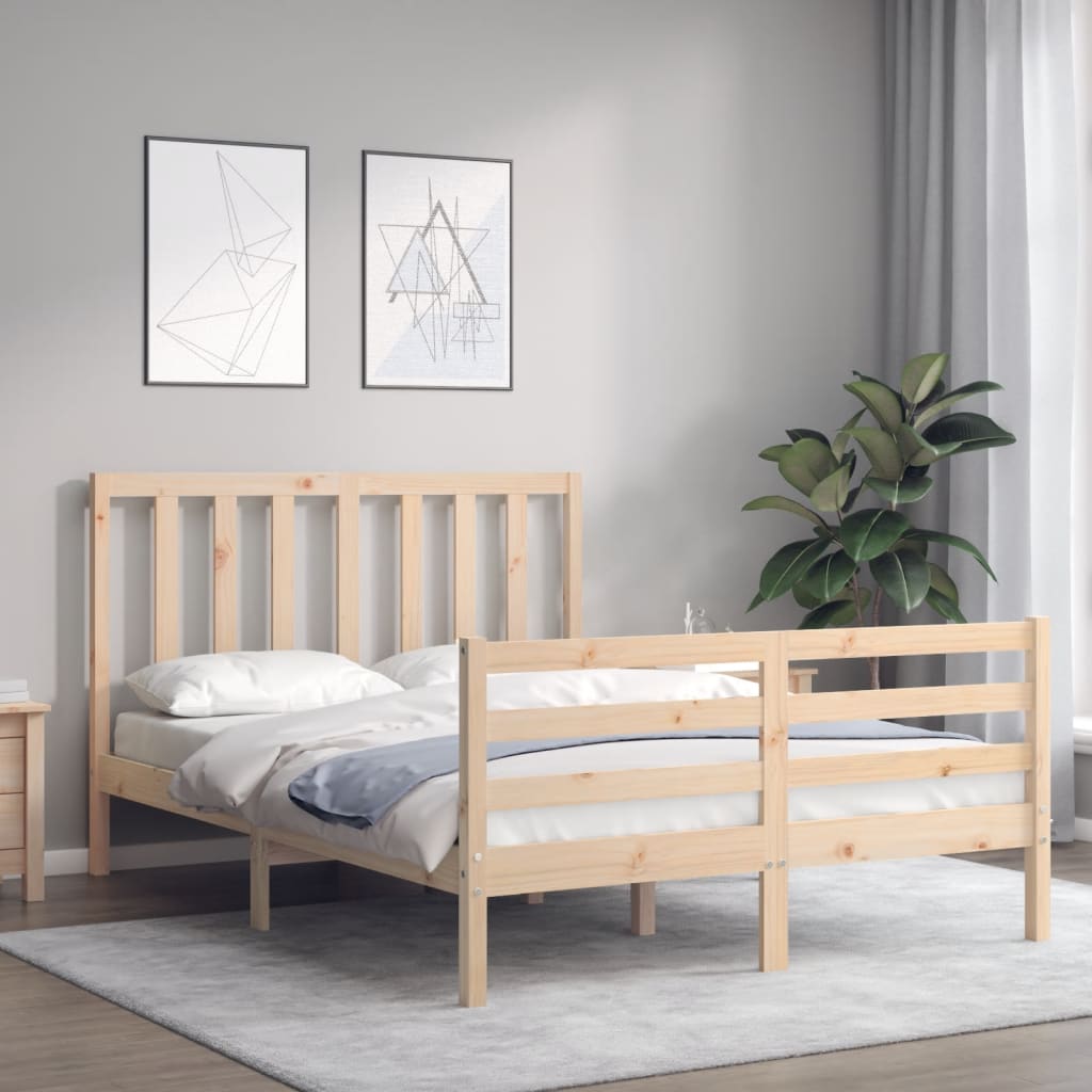 vidaXL Bed Frame without Mattress Small Double Solid Wood Pine