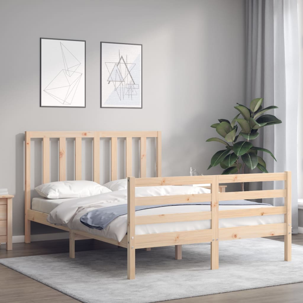 vidaXL Bed Frame without Mattress Double Solid Wood Pine