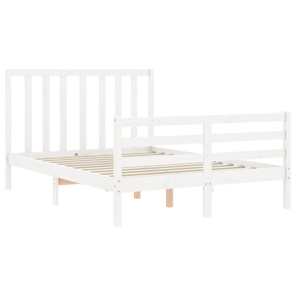 vidaXL Bed Frame without Mattress White Double Solid Wood Pine