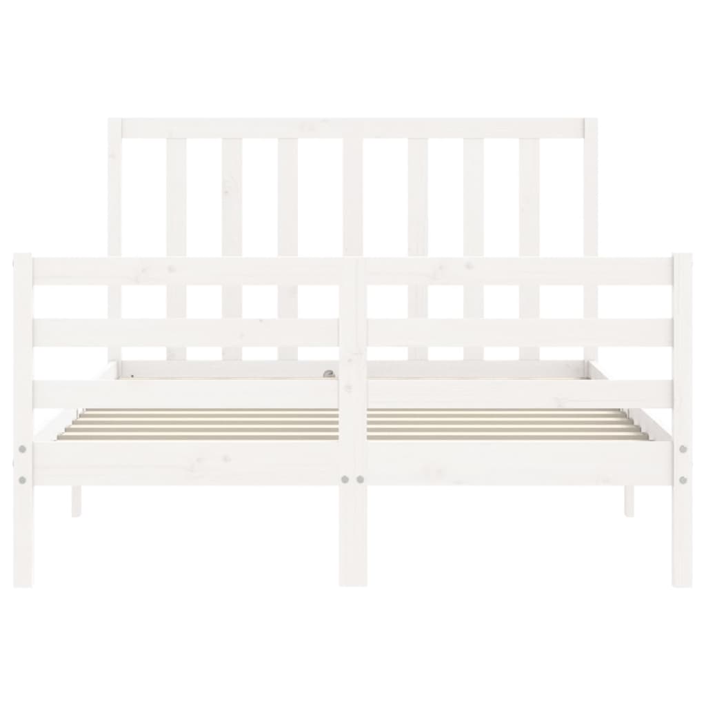 vidaXL Bed Frame without Mattress White Double Solid Wood Pine