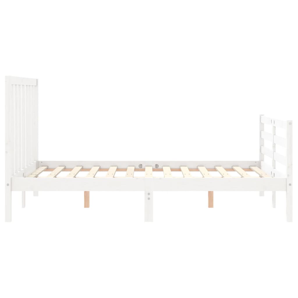 vidaXL Bed Frame without Mattress White Double Solid Wood Pine