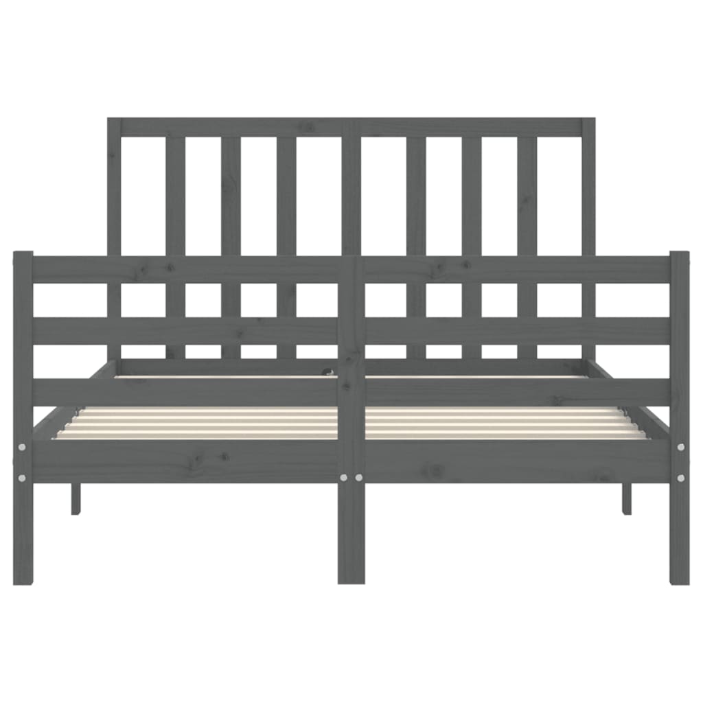 vidaXL Bed Frame without Mattress Grey Double Solid Wood Pine