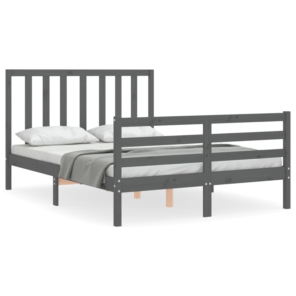 vidaXL Bed Frame without Mattress Grey 140x190 cm Solid Wood Pine