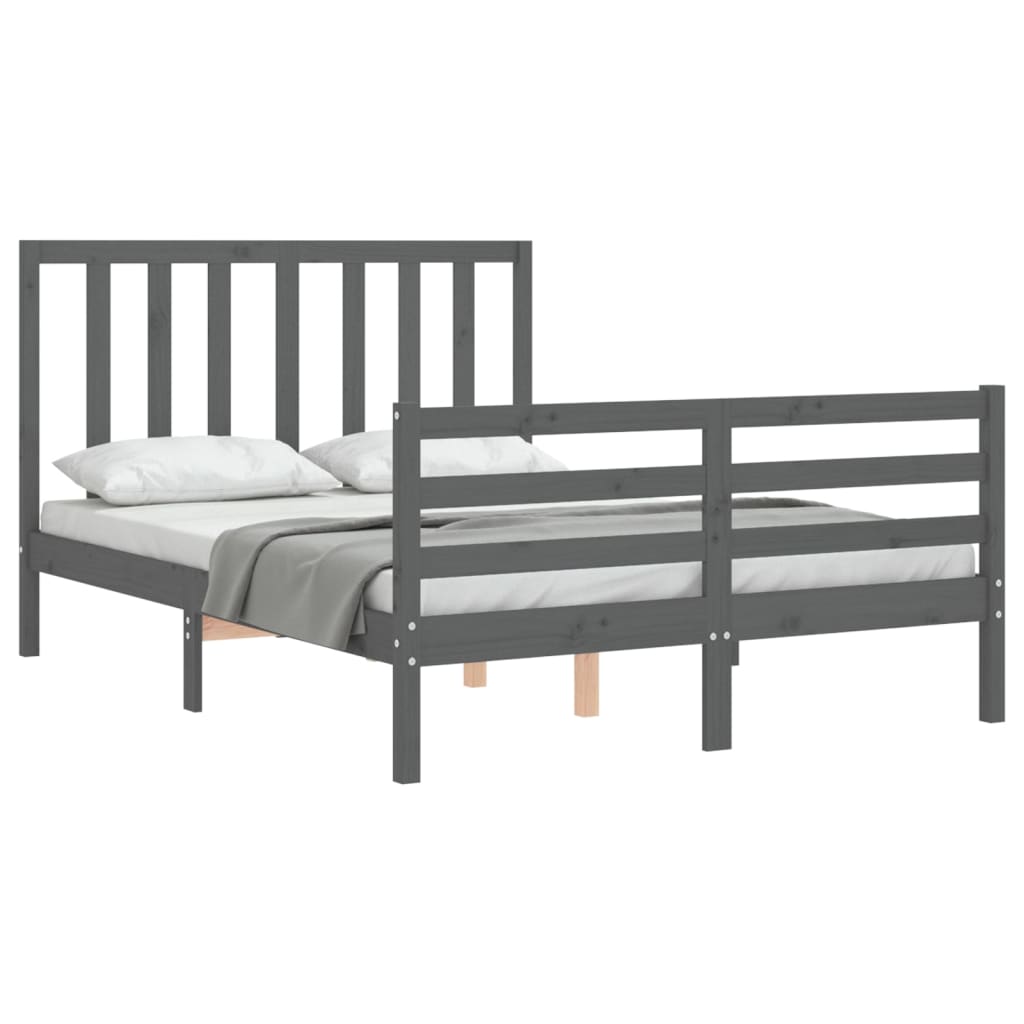 vidaXL Bed Frame without Mattress Grey 140x190 cm Solid Wood Pine