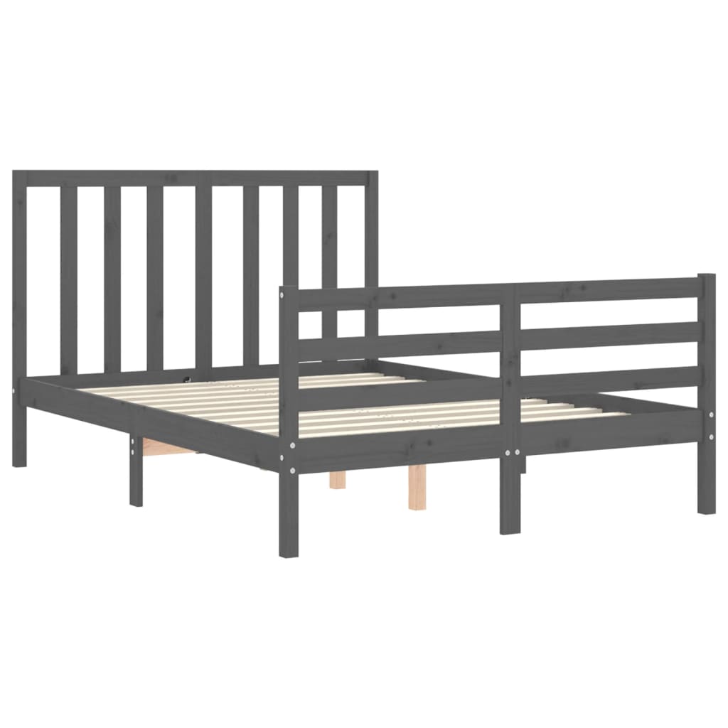 vidaXL Bed Frame without Mattress Grey 140x190 cm Solid Wood Pine