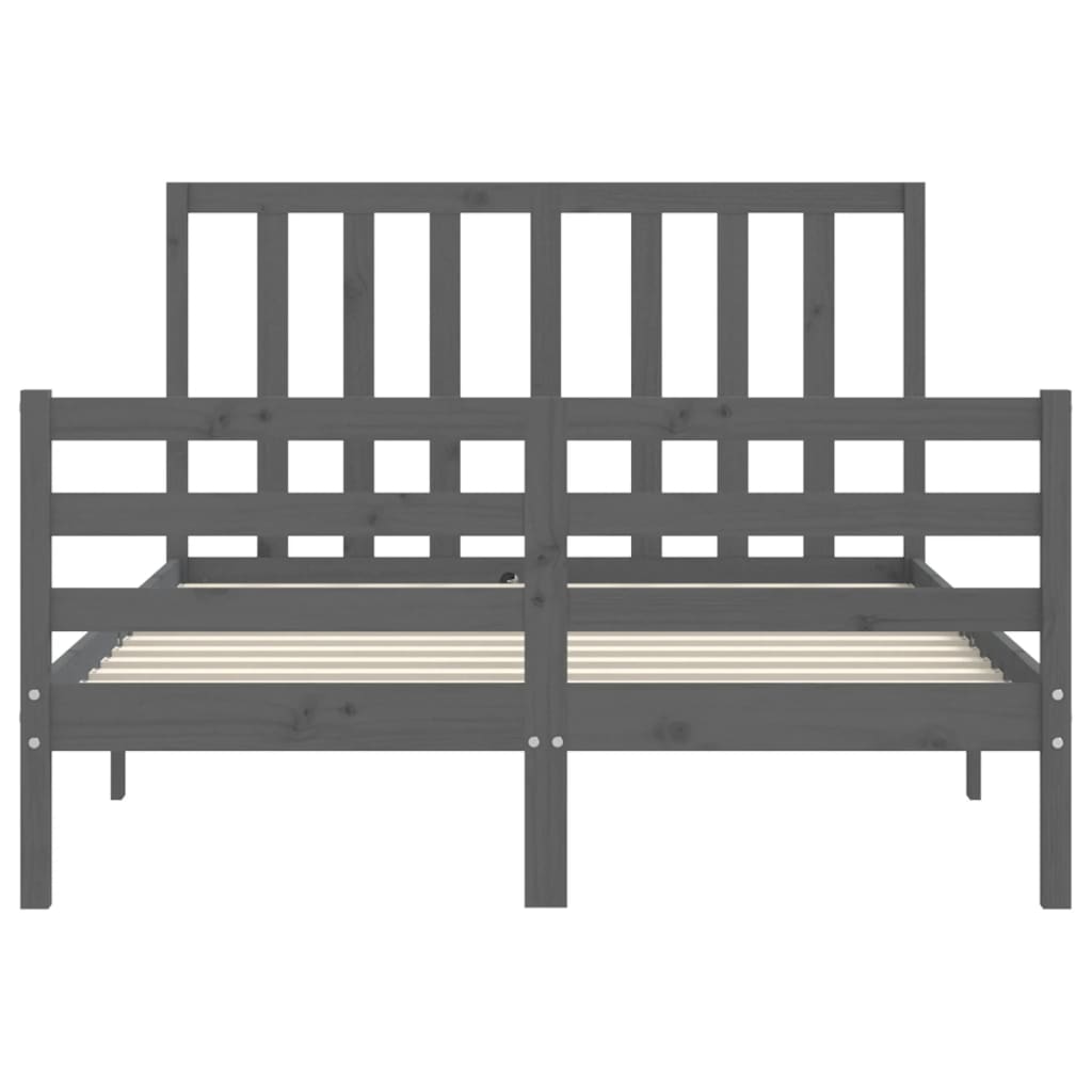 vidaXL Bed Frame without Mattress Grey 140x190 cm Solid Wood Pine