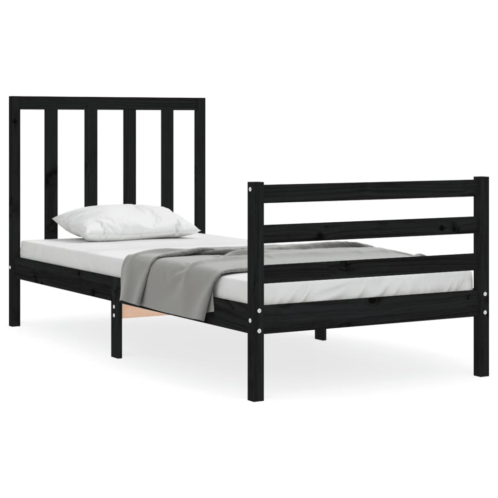 vidaXL Bed Frame without Mattress Black 90x200 cm Solid Wood Pine