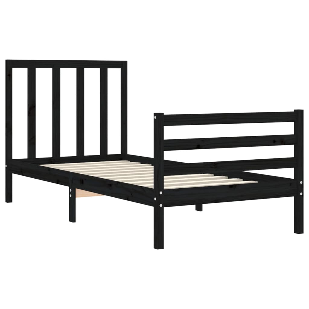 vidaXL Bed Frame without Mattress Black 90x200 cm Solid Wood Pine