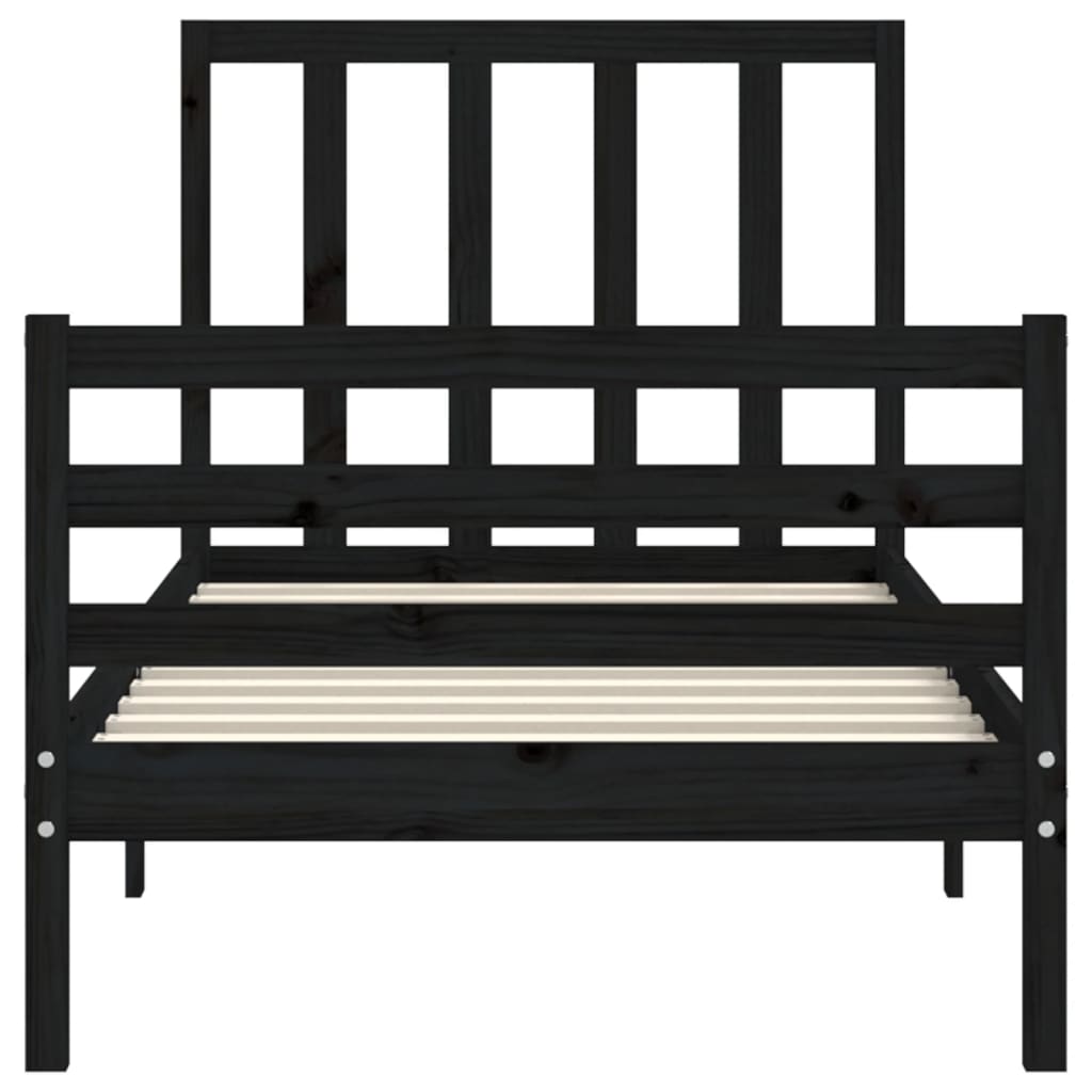 vidaXL Bed Frame without Mattress Black 90x200 cm Solid Wood Pine