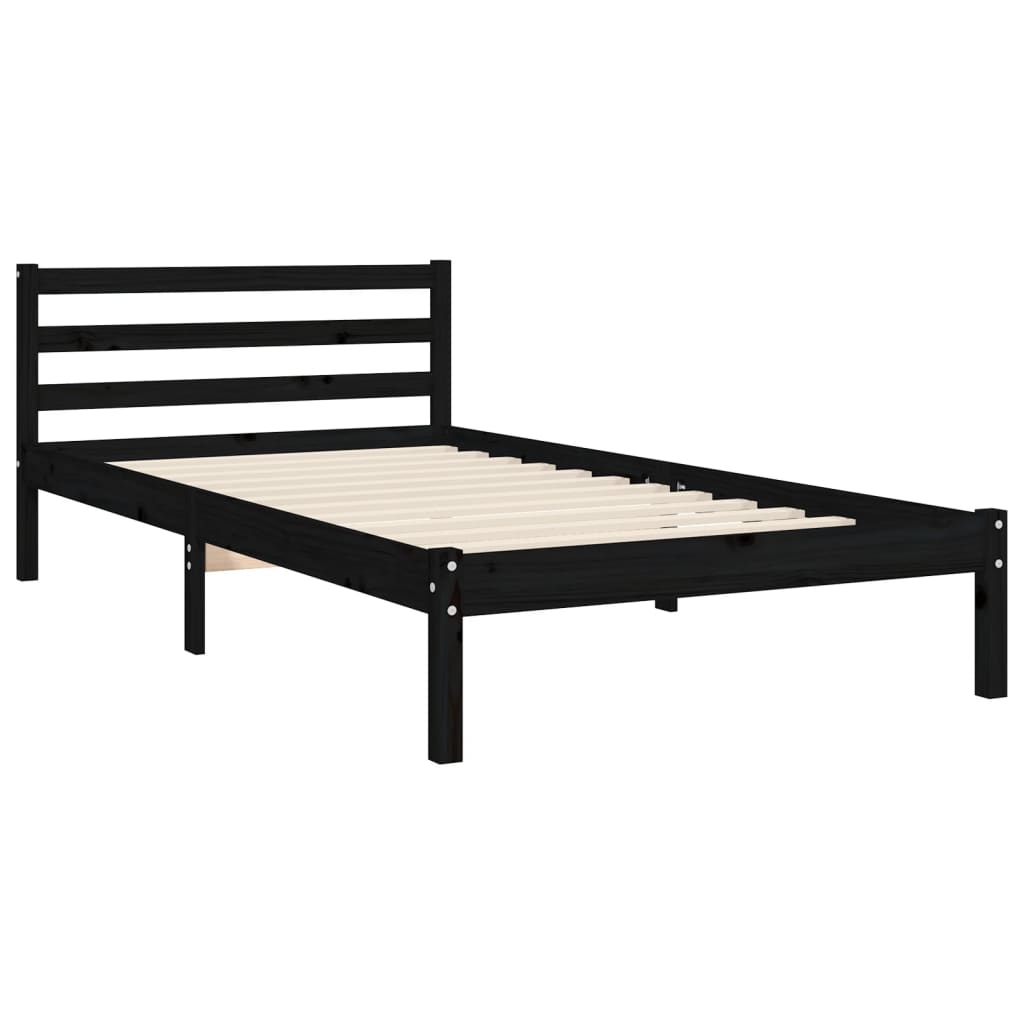 vidaXL Bed Frame without Mattress Black 90x200 cm Solid Wood Pine