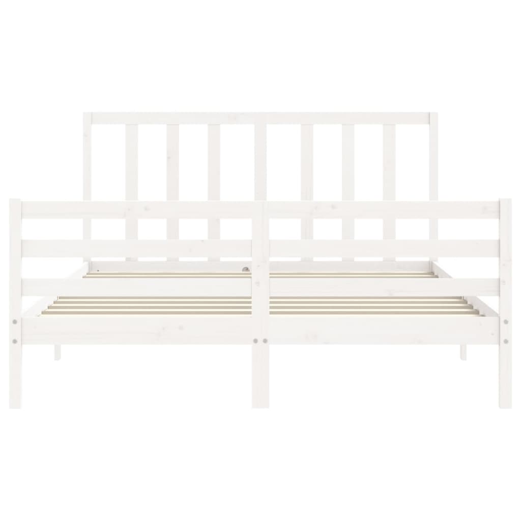 vidaXL Bed Frame without Mattress White King Size Solid Wood Pine