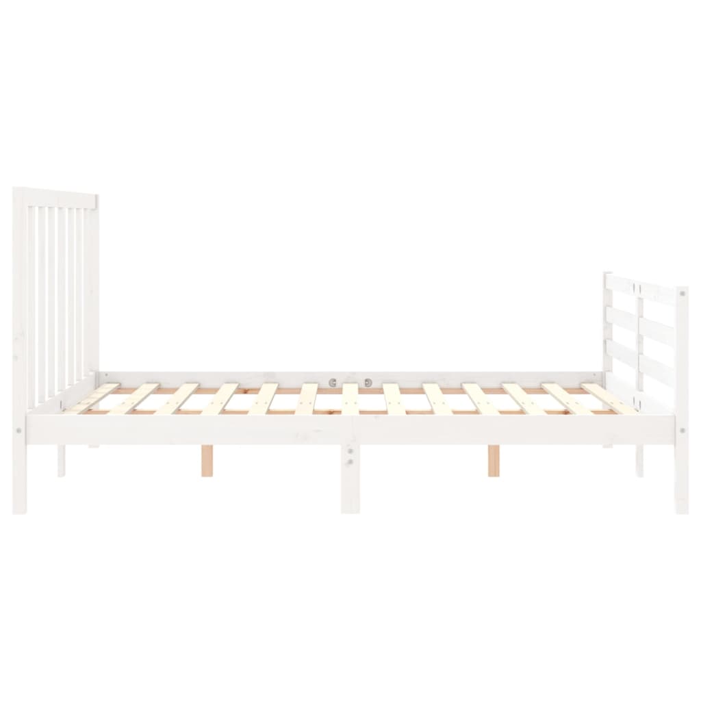 vidaXL Bed Frame without Mattress White King Size Solid Wood Pine