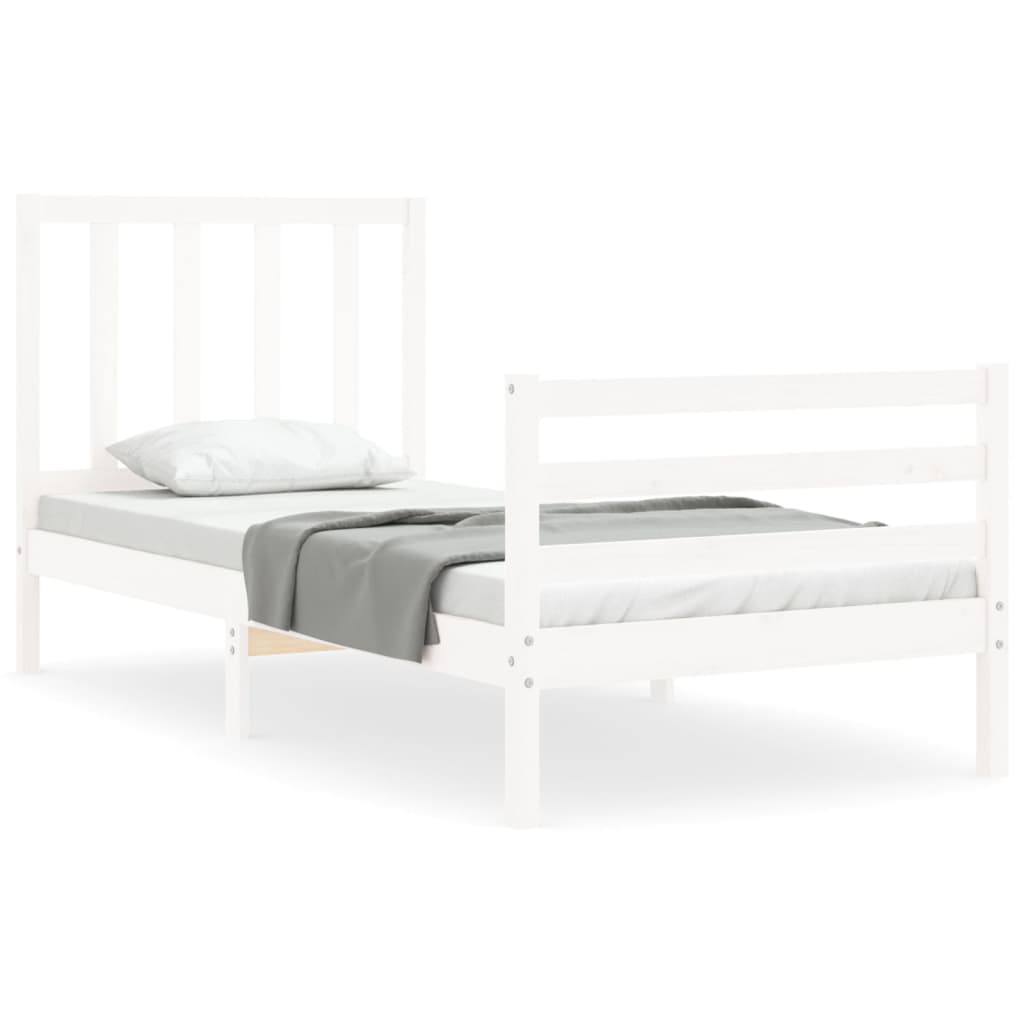 vidaXL Bed Frame without Mattress White Small Single Solid Wood Pine