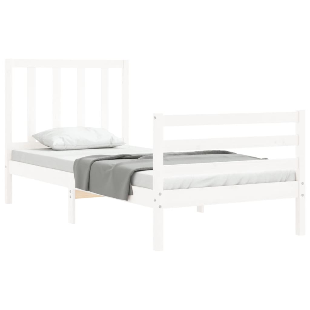 vidaXL Bed Frame without Mattress White Small Single Solid Wood Pine