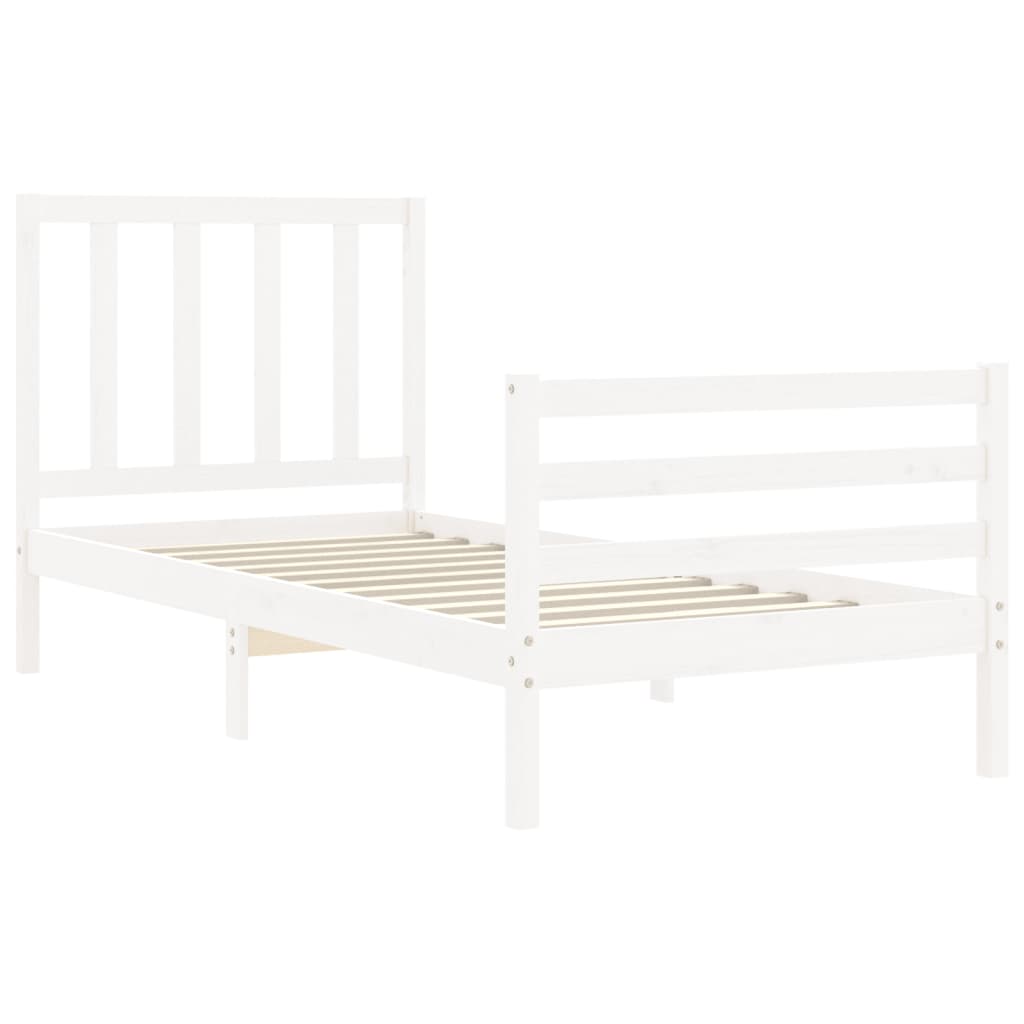 vidaXL Bed Frame without Mattress White Small Single Solid Wood Pine