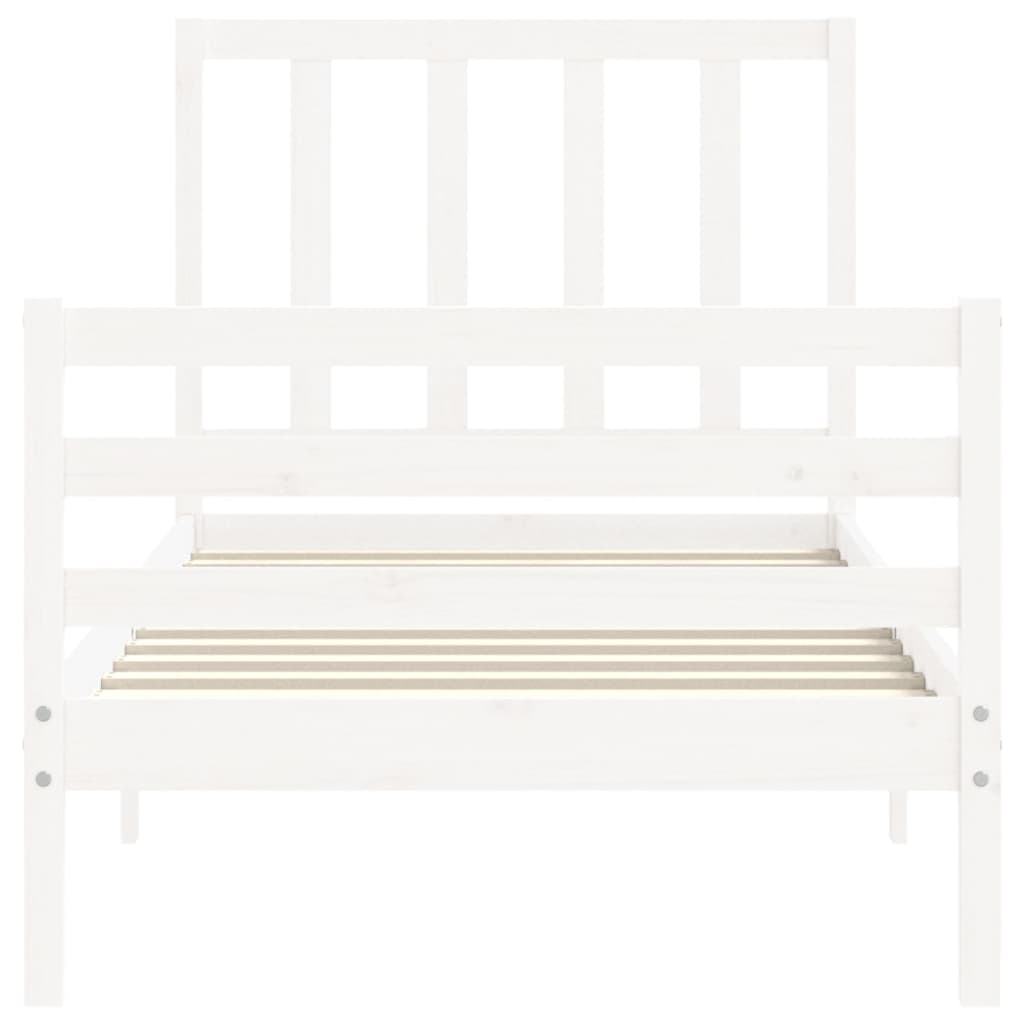 vidaXL Bed Frame without Mattress White Small Single Solid Wood Pine