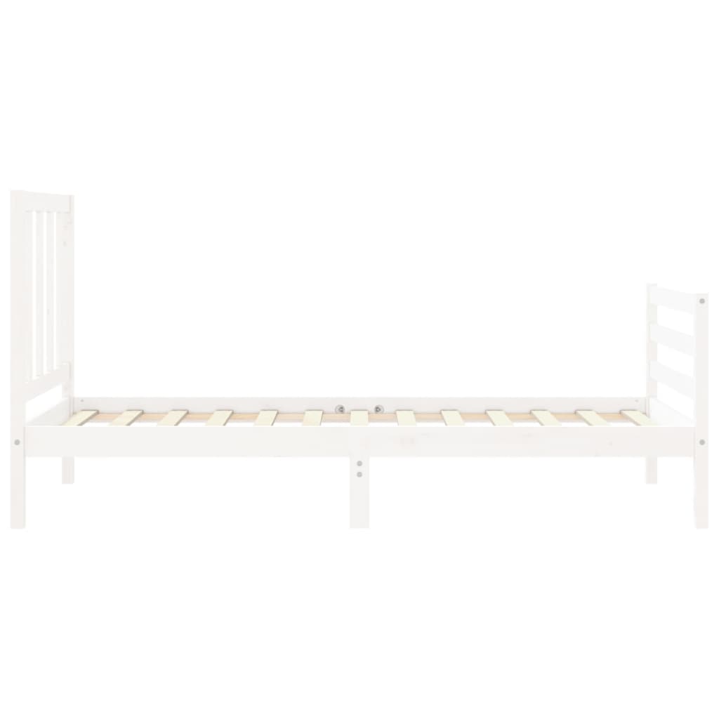 vidaXL Bed Frame without Mattress White Small Single Solid Wood Pine