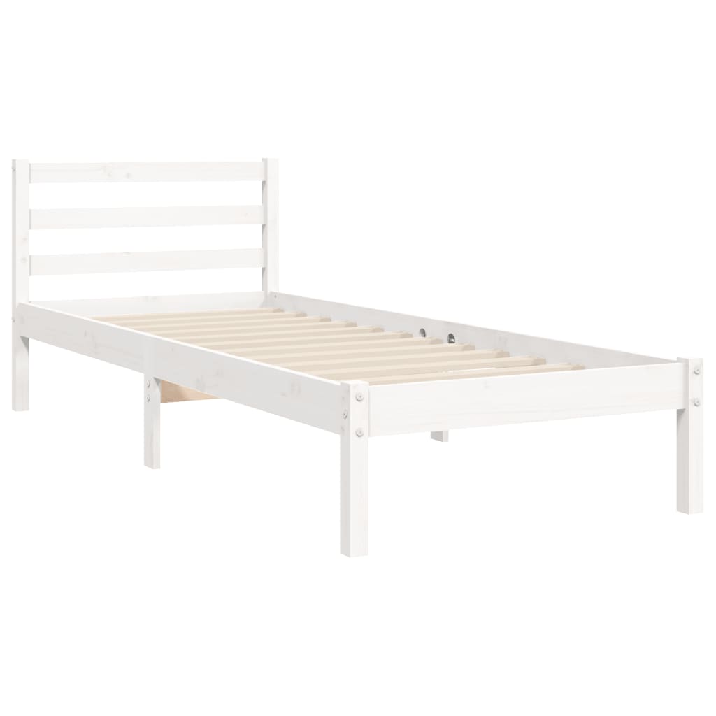 vidaXL Bed Frame without Mattress White Small Single Solid Wood Pine