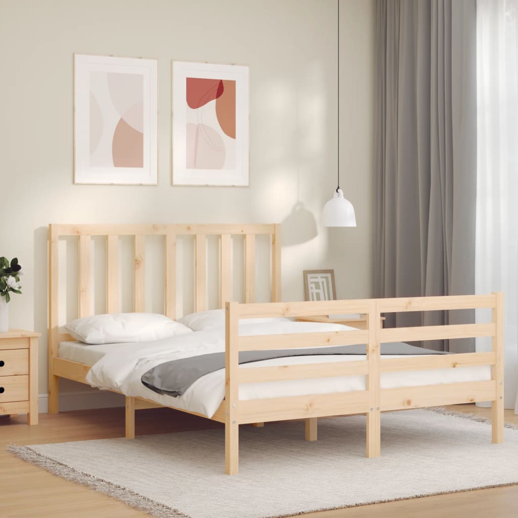 vidaXL Bed Frame without Mattress Small Double Solid Wood Pine