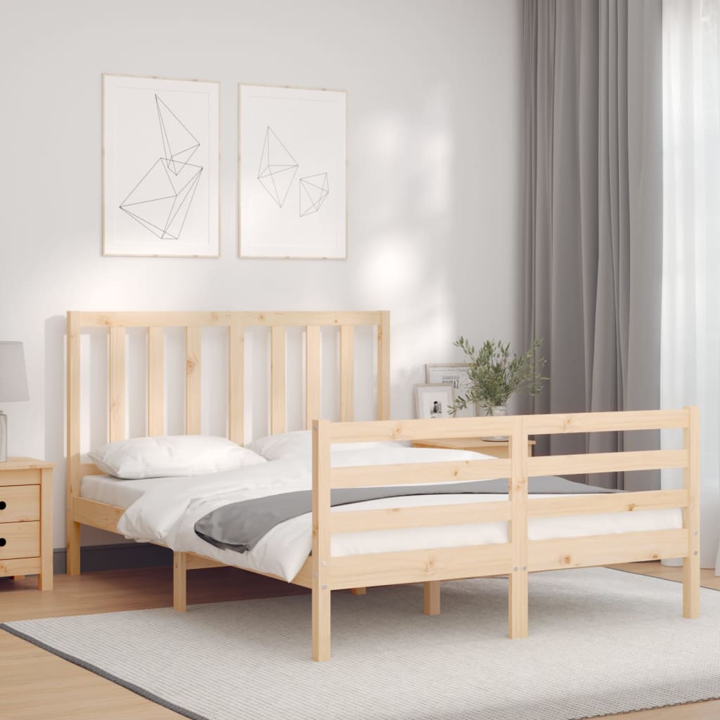 vidaXL Bed Frame without Mattress Double Solid Wood Pine