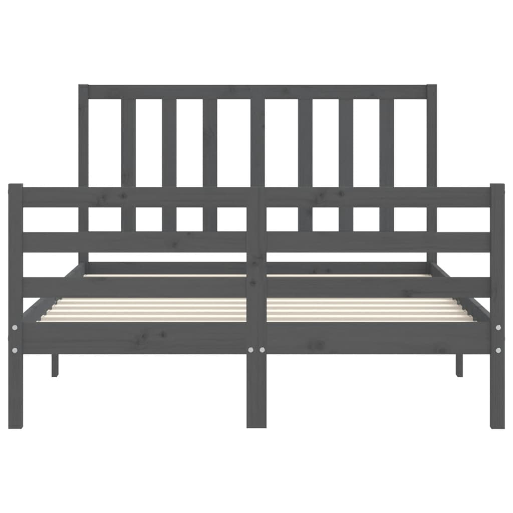 vidaXL Bed Frame without Mattress Grey Double Solid Wood Pine