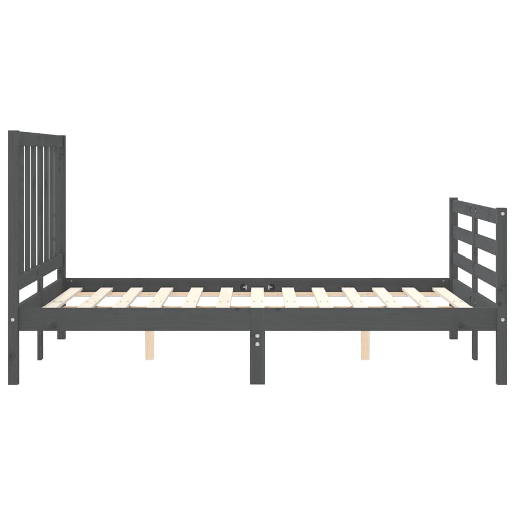 vidaXL Bed Frame without Mattress Grey Double Solid Wood Pine