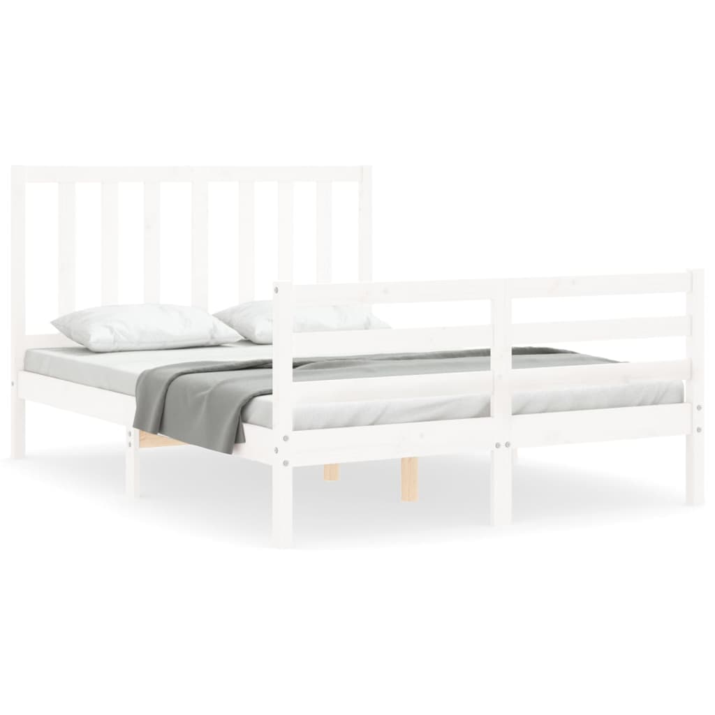 vidaXL Bed Frame without Mattress White 140x190 cm Solid Wood Pine