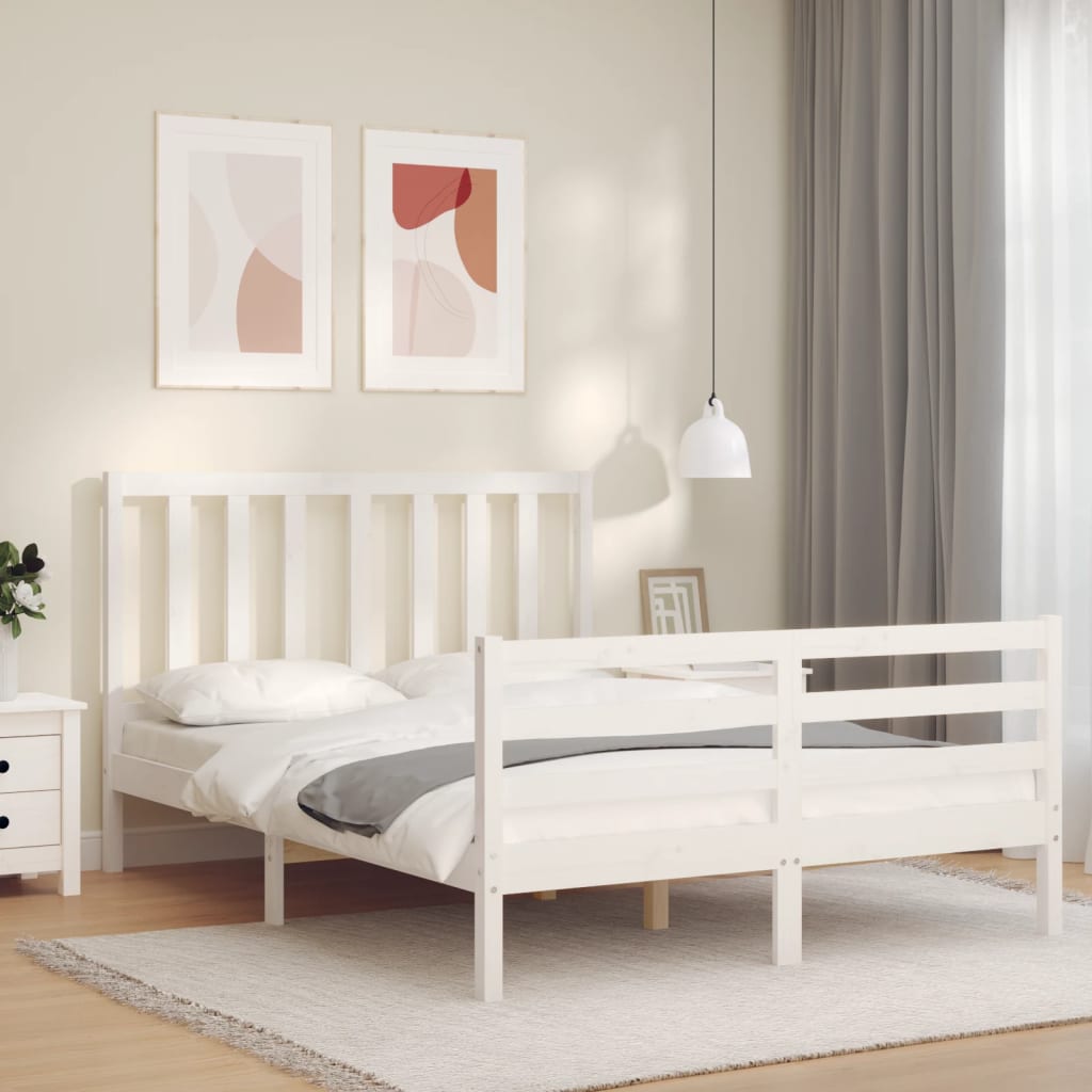 vidaXL Bed Frame without Mattress White 140x190 cm Solid Wood Pine