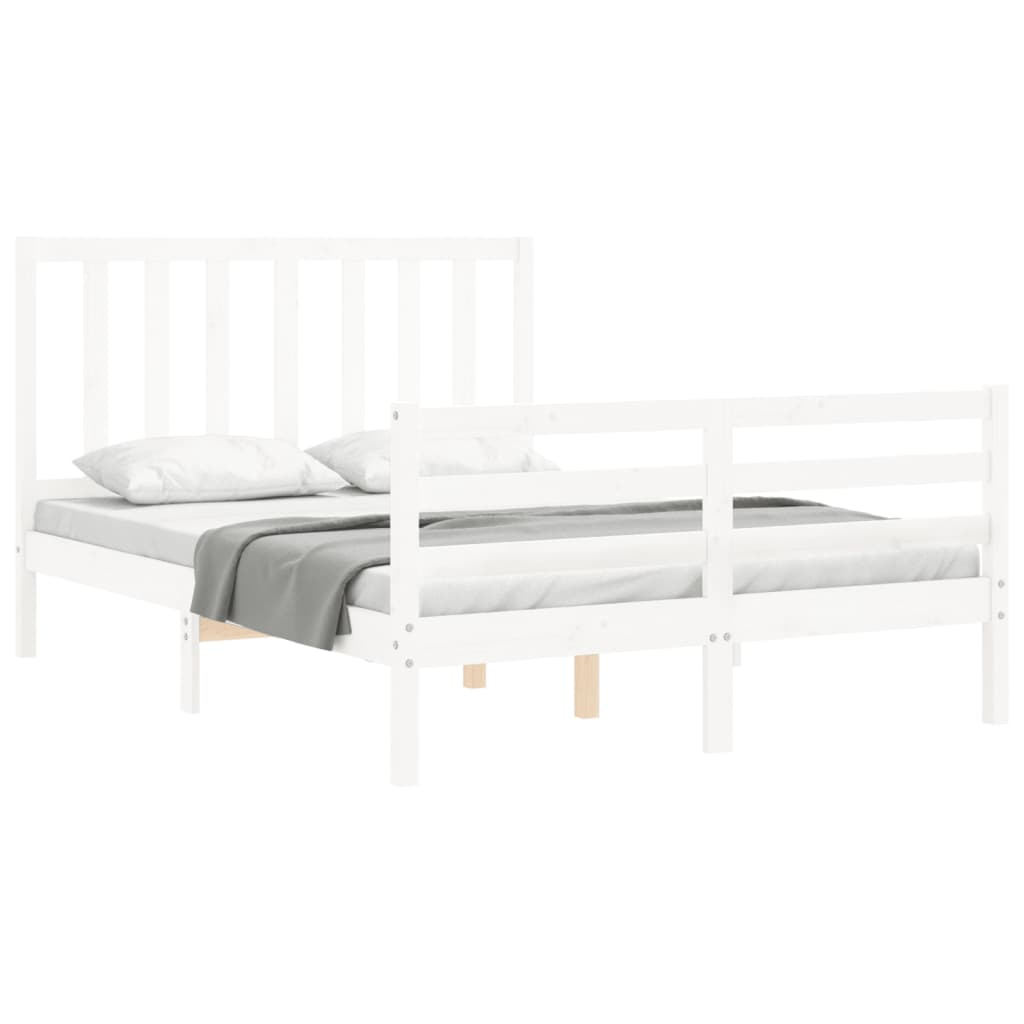 vidaXL Bed Frame without Mattress White 140x190 cm Solid Wood Pine