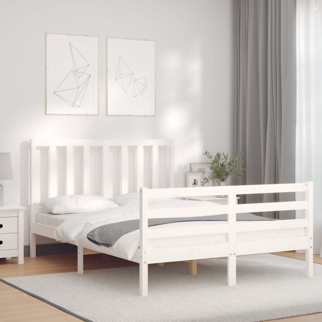 vidaXL Bed Frame without Mattress White 140x190 cm Solid Wood Pine