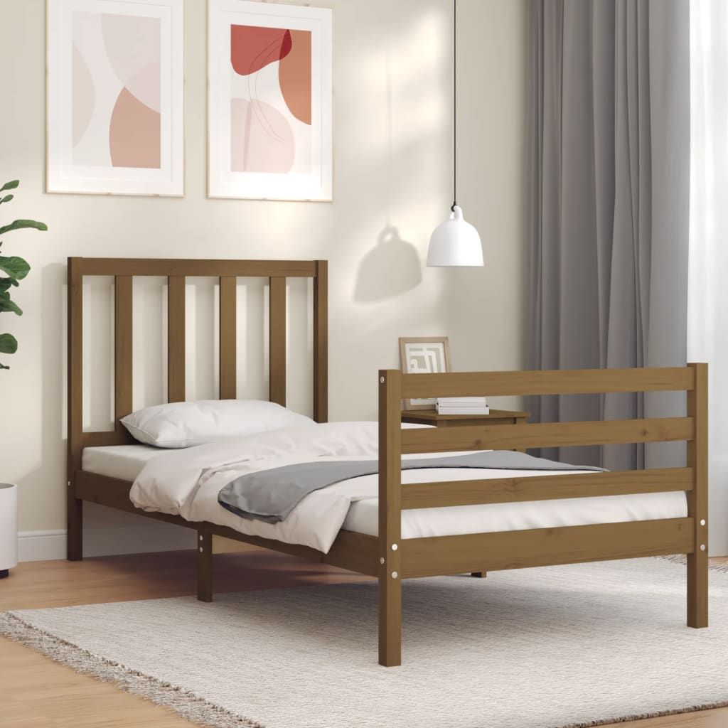 vidaXL Bed Frame without Mattress Honey Brown 90x200 cm Solid Wood Pine