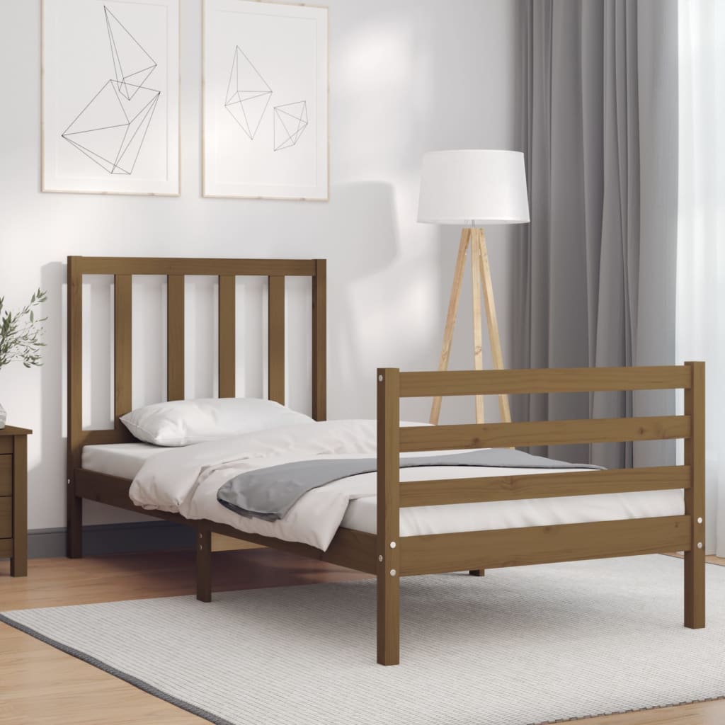 vidaXL Bed Frame without Mattress Honey Brown 90x200 cm Solid Wood Pine