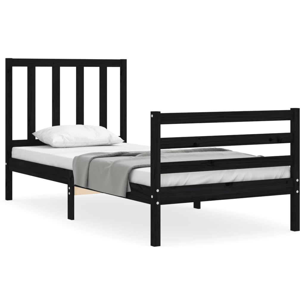 vidaXL Bed Frame without Mattress Black 90x200 cm Solid Wood Pine