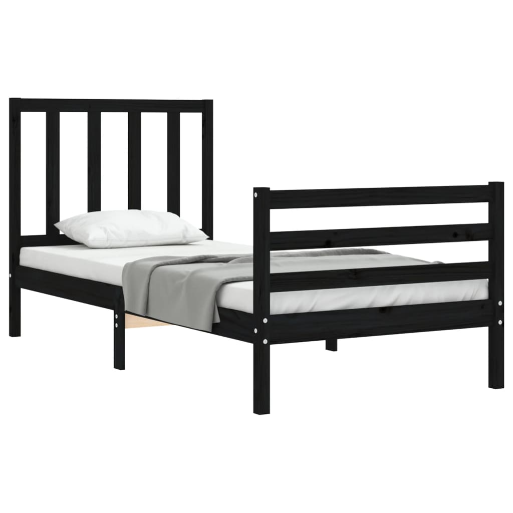 vidaXL Bed Frame without Mattress Black 90x200 cm Solid Wood Pine