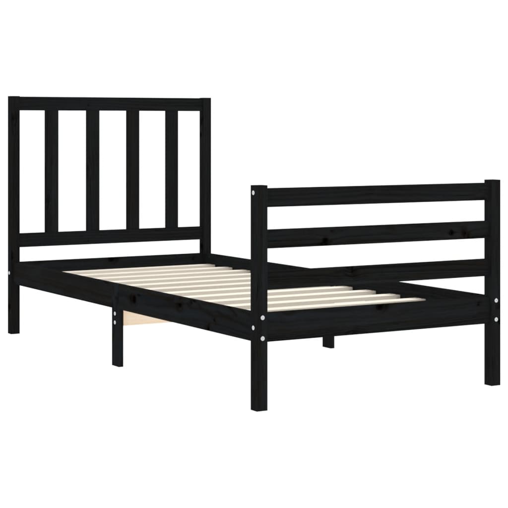 vidaXL Bed Frame without Mattress Black 90x200 cm Solid Wood Pine