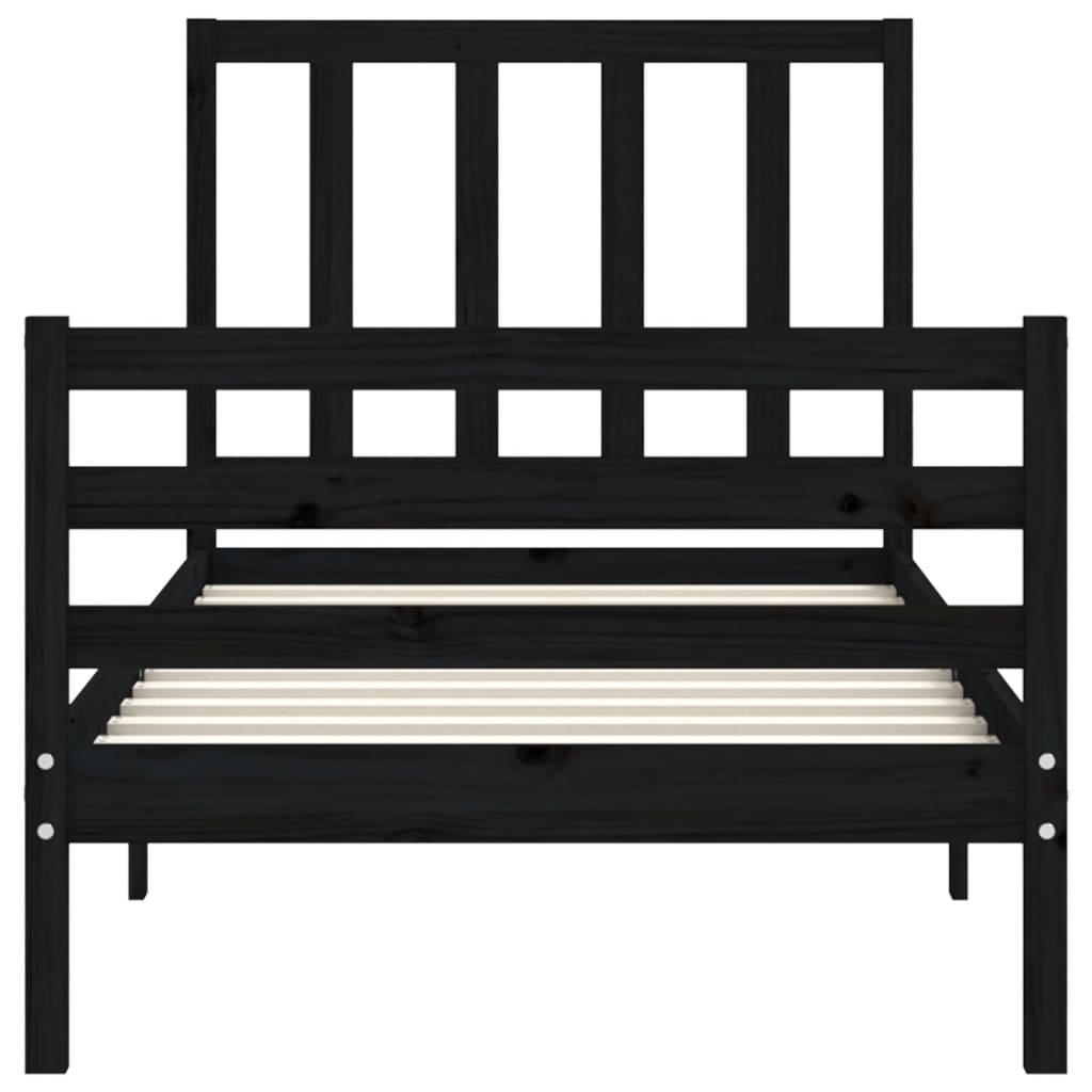 vidaXL Bed Frame without Mattress Black 90x200 cm Solid Wood Pine